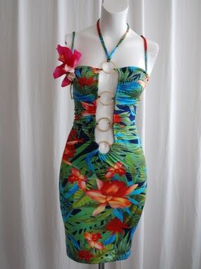 Vintage Dolce & Gabbana Spring/Summer 2005 Tropical Print Mini Dress